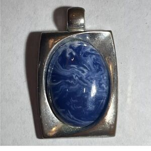 Vintage Kenneth Cole Silver Plated Pendant Blue Stone